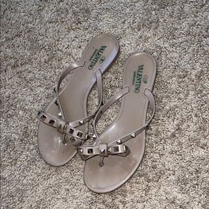 Valentino Taupe Studded Women's Sandals
